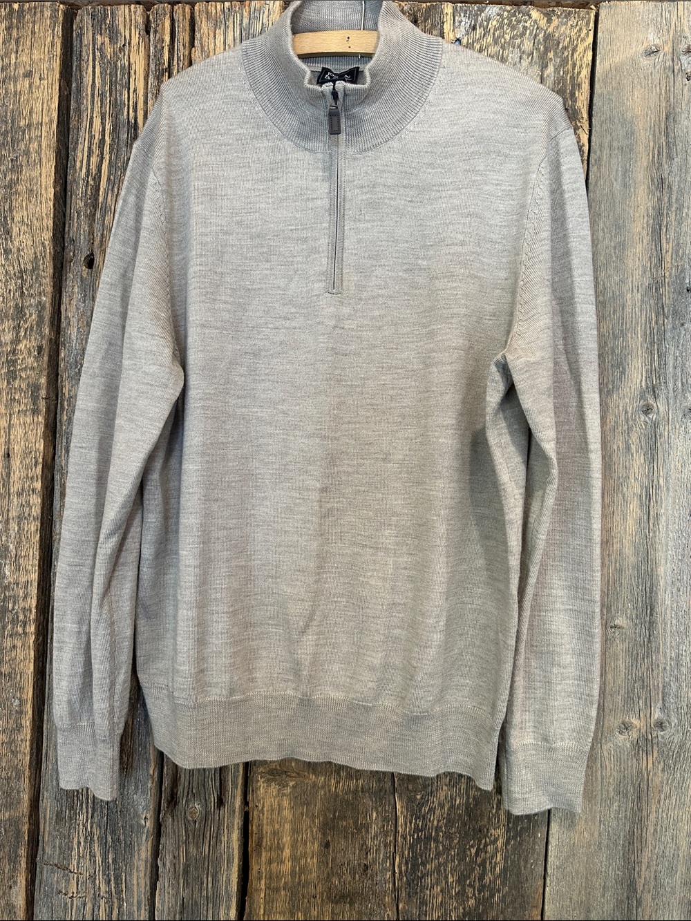 Jos. A. Bank Traveler 100% Merino Wool 1/4-Zip Sweater – Oatmeal/Taupe